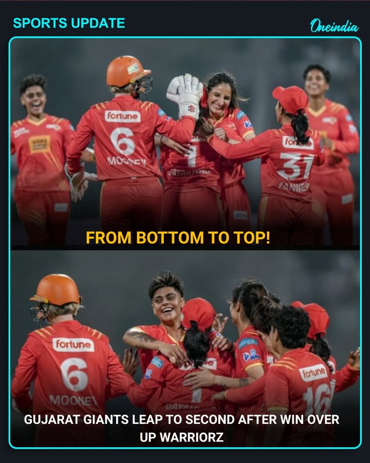 Gujarat Giants surged from the bottom of the table to second place after defeating UP Warriorz, also ending their three-match losing streak in style.