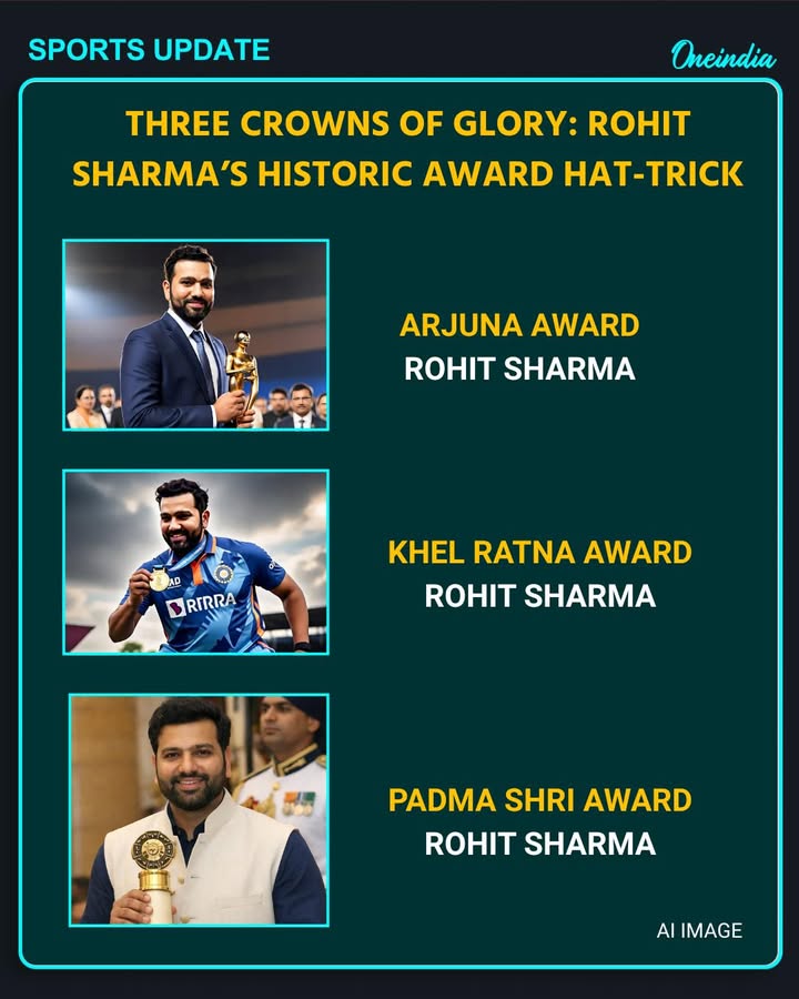 Three Crowns of Glory: Rohit Sharma’s Historic Award Hat-Trick.