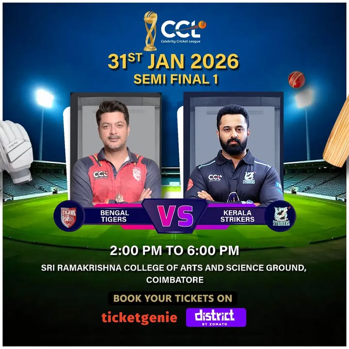 🔥 Semifinal 1 Showdown! 🔥
It’s Bengal Tigers 🐯 vs Kerala Strikers 💥 in a high-voltage clash as the race to the finals heats up!