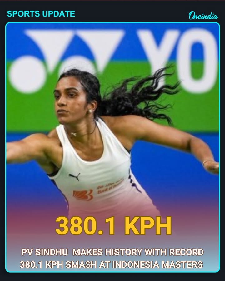 PV Sindhu Makes History With Record 380.1 kph Smash at Indonesia Masters 🏸⚡
The Indian shuttler sets a new benchmark for the fastest smash in women’s singles badminton.