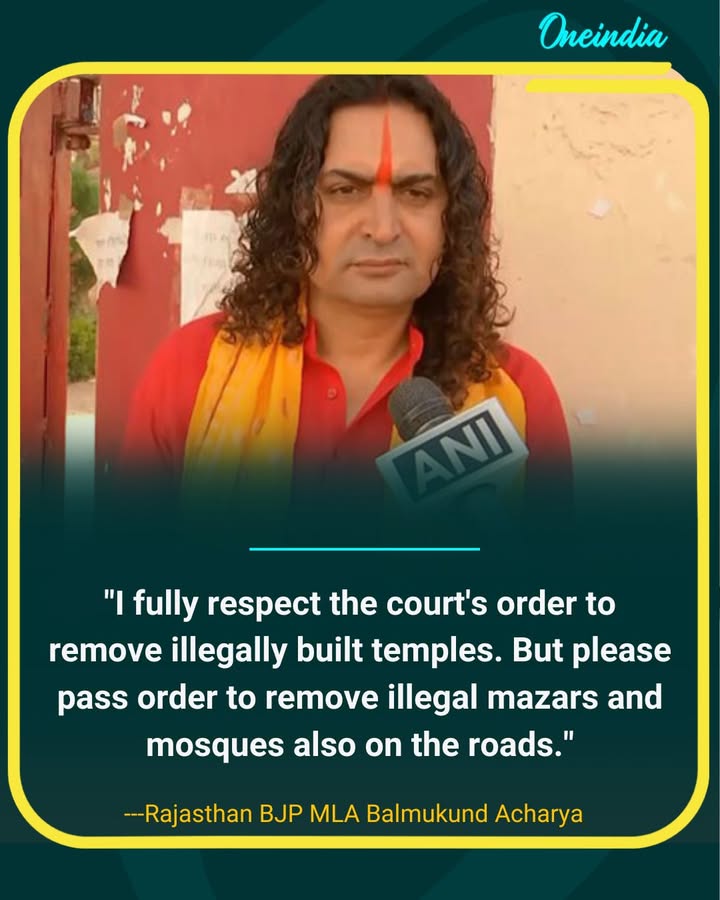 Rajasthan BJP MLA Balmukund Acharya Calls for Action on Illegal Mazars and Mosques Along Roads