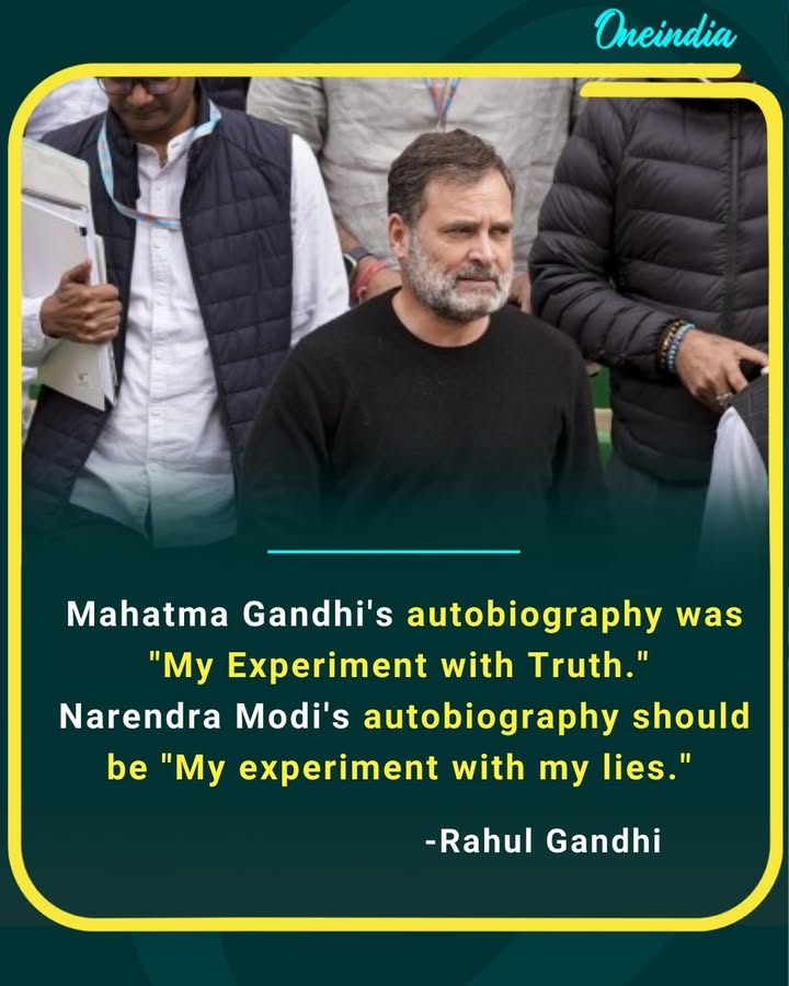 Mahatma Gandhi autobiography was 'My experiment with my truth' 
Narendra Modi autobiography should be 'My experiment with my lies'
