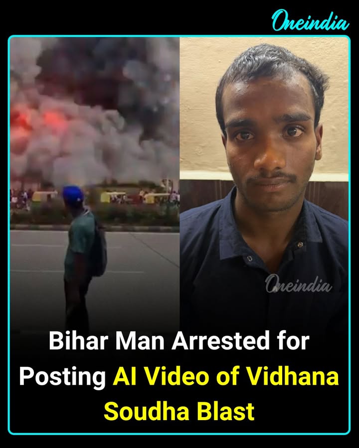 Bengaluru Police have arrested Hazrat Ali, a 25-year-old man from Bihar, for allegedly posting an AI-generated video falsely depicting a bomb explosion at Karnataka’s Vidhana Soudha. Police are investigating the motive behind the video and whether others were involved.