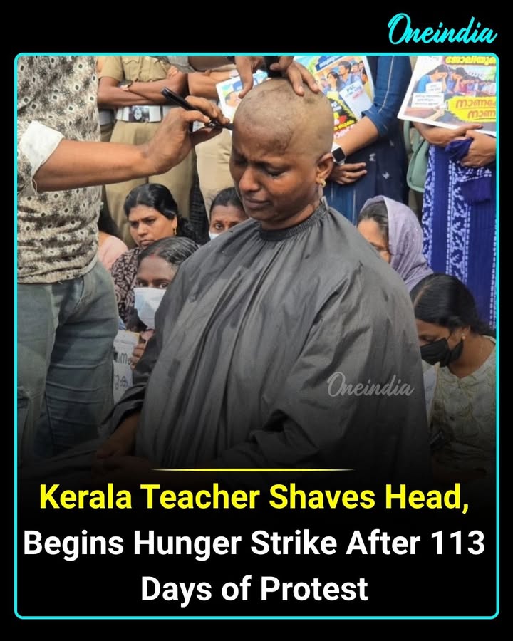 A woman teacher aspirant in Kerala has shaved her head and begun a hunger strike after 113 days of protest over a long-pending appointment.