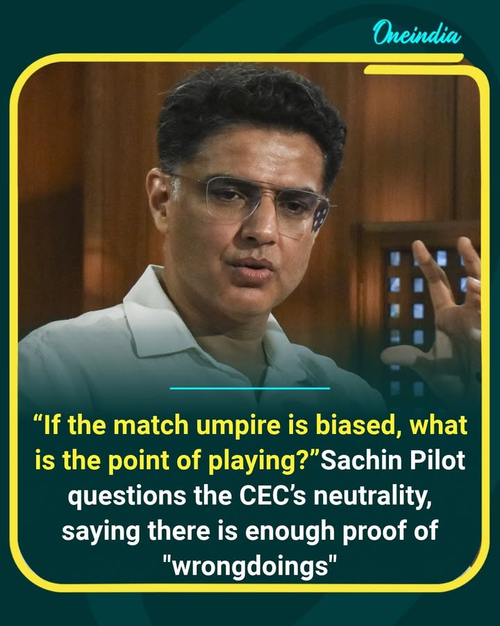 Sachin Pilot questions the neutrality of Chief Election Commissioner Gyanesh Kumar, comparing the situation to playing a match with a biased umpire. He claims there is enough evidence of alleged wrongdoing and raises concerns over the fairness of the electoral process.