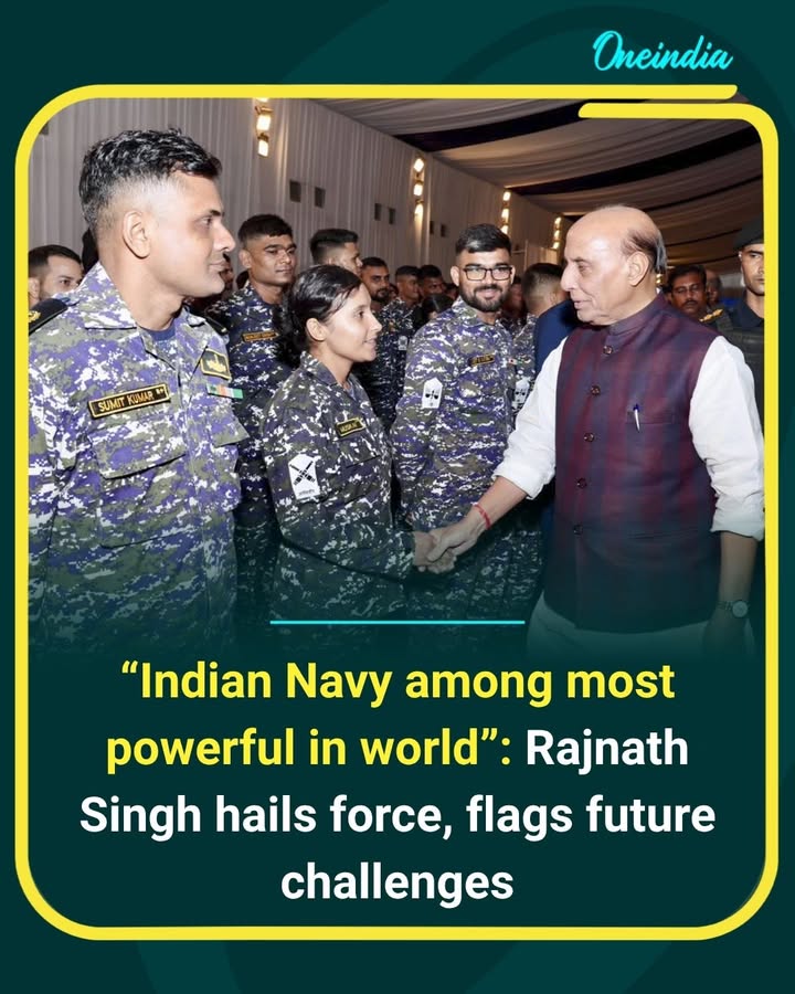 Defence Minister Rajnath Singh praised the Indian Navy’s strength, calling it one of the world’s most powerful naval forces while highlighting the emerging challenges it must prepare for.