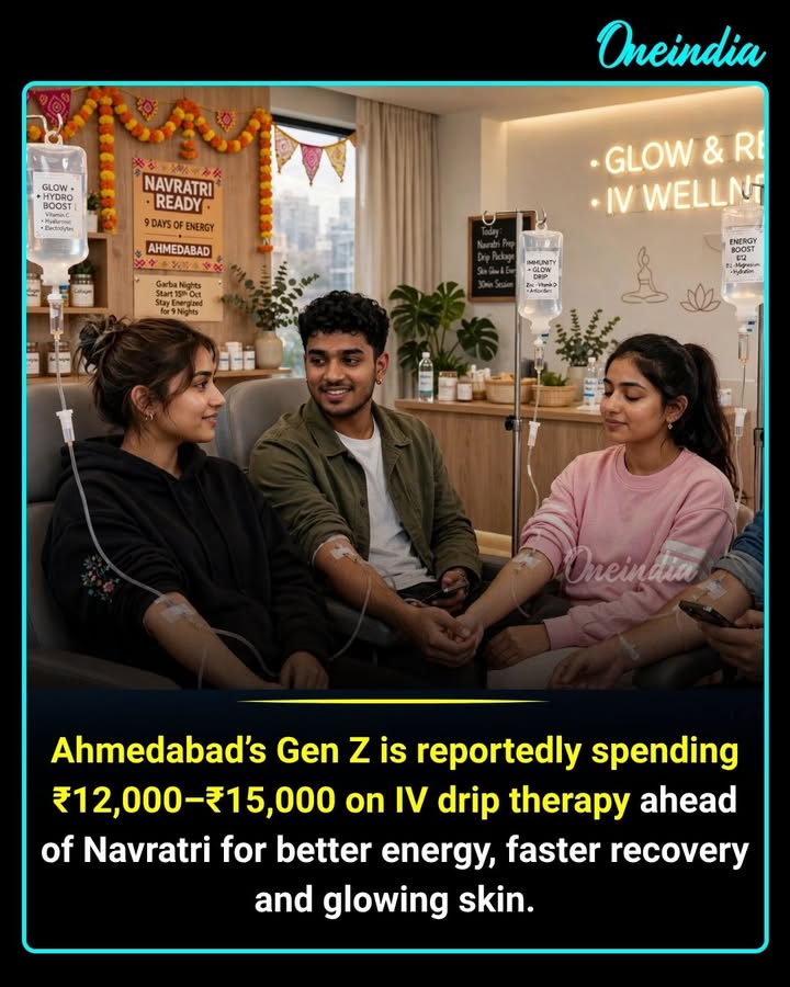 Ahmedabad’s Gen Z is reportedly turning to IV drip therapy ahead of Navratri, hoping to boost energy, recover faster and achieve glowing skin. 💧✨