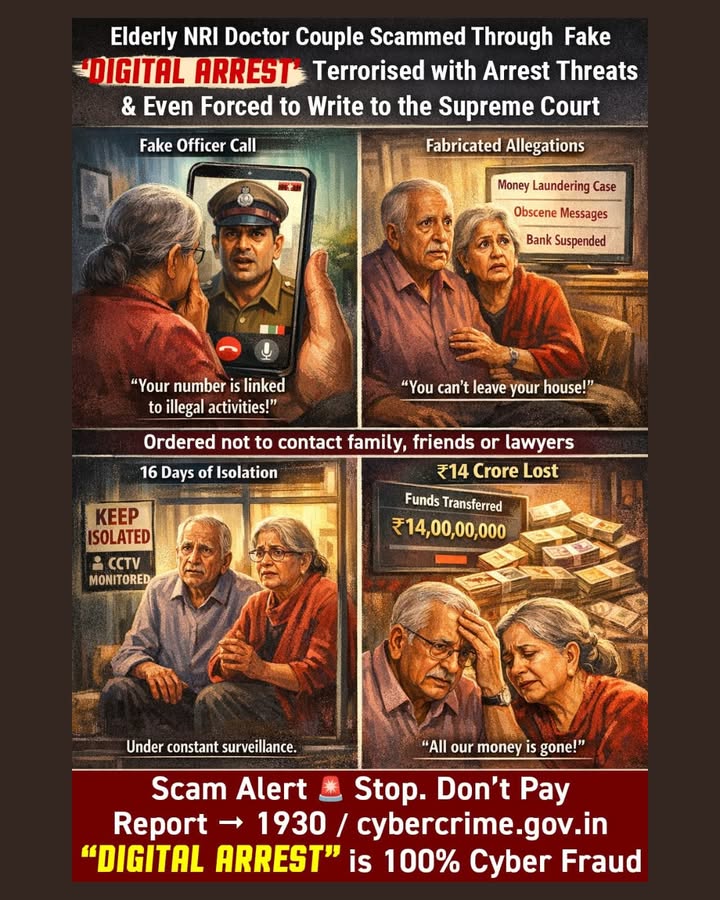 Elderly NRI Doctor Couple Scammed in ‘Digital Arrest’ Fraud, Forced to Write to Supreme Court. Cyber Dost