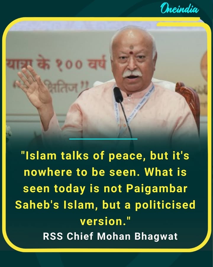 SS Chief Mohan Bhagwat sparks debate with remarks on Islam, calling out what he terms the politicisation of the religion and urging reflection on its core message.