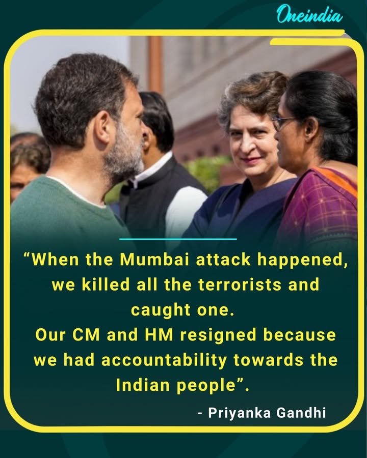 Priyanka Gandhi recalls 26/11 accountability, says leaders resigned to uphold responsibility to the nation