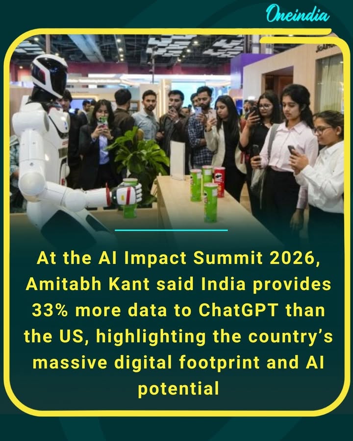 India’s data power is shaping global AI! Former NITI Aayog CEO Amitabh Kant reveals India contributes 33% more data to ChatGPT than the US—showing how digital growth is driving AI innovation.