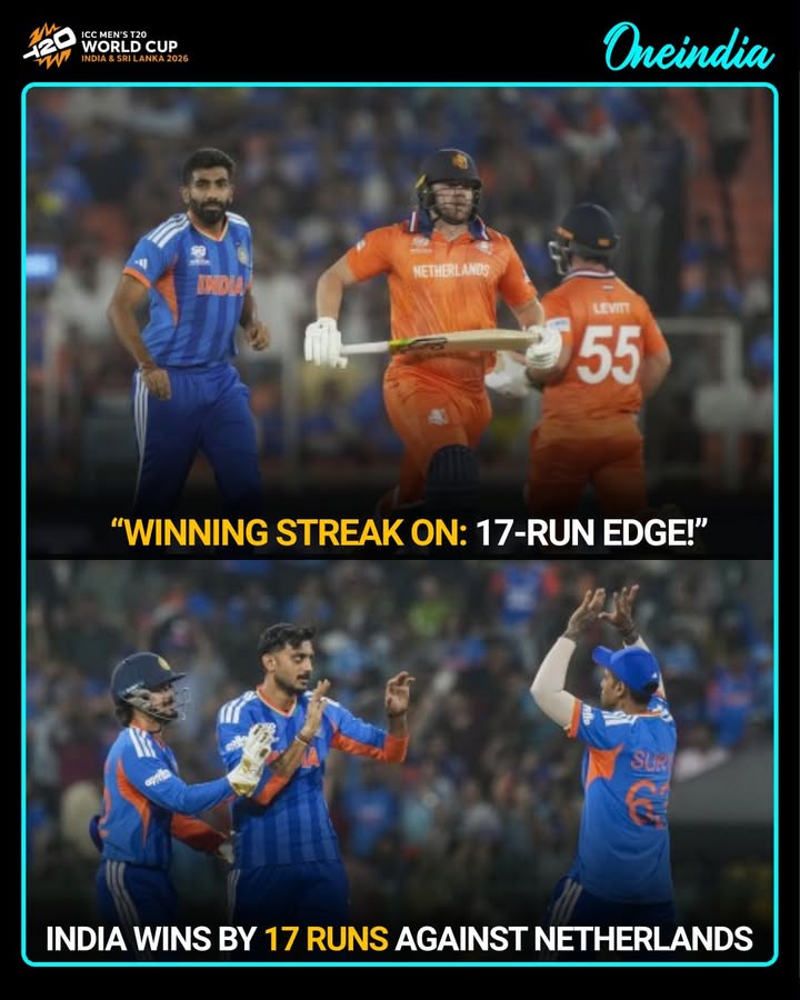 India Beats Netherlands by 17 Runs in T20 World Cup 2026.