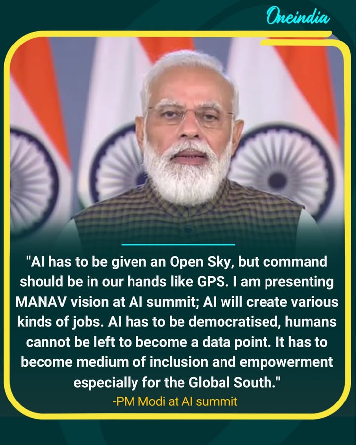 “PM Modi at AI Summit: ‘AI Must Have Open Sky, But Humans Should Control It; A Medium of Inclusion and Empowerment’