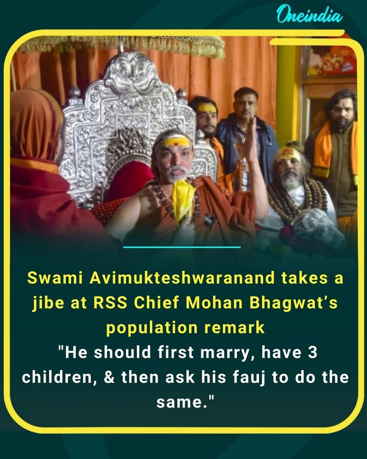 Swami Avimukteshwaranand takes a sharp dig at Mohan Bhagwat over the population comment, questioning who should set the example first.