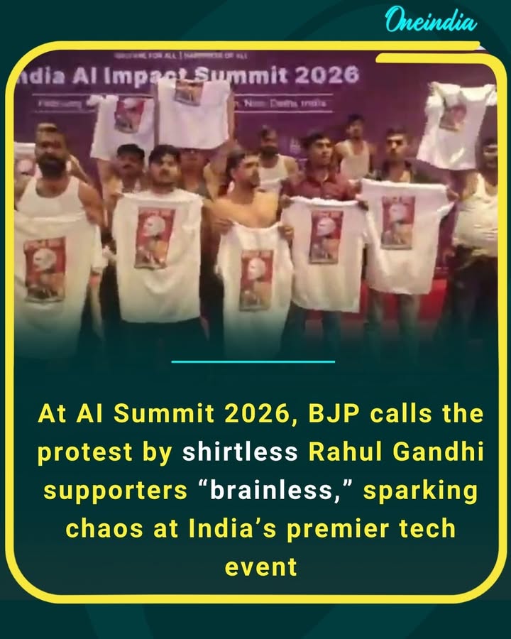 BJP calls it “brainless” as shirtless Rahul Gandhi supporters stage protest at AI Summit 2026! Chaos at India’s top tech meet.