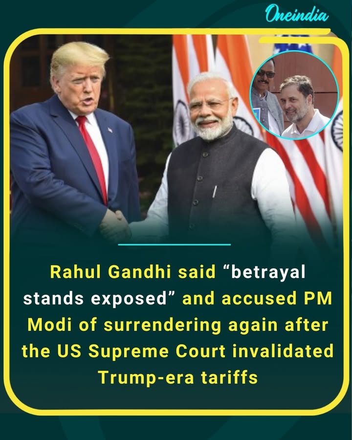 Political heat rises as Rahul Gandhi targets PM Modi over the US tariff ruling, calling it another surrender on global trade decisions.