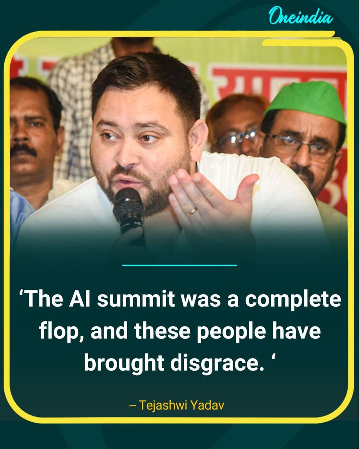 Tejashwi Yadav slams the AI summit, calling it a failure and accusing the govt of damaging India’s global image.