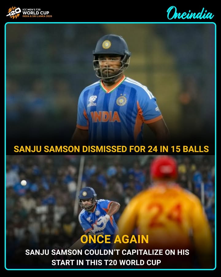 Once again, Sanju Samson failed to convert his promising start into a big score in the T20 World Cup, raising concerns about consistency at the crucial stage of the tournament.