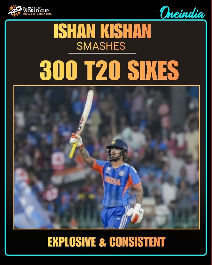 Ishan Kishan brings up 300 sixes in T20 cricket, underlining his explosive power and remarkable consistency in the shortest format.