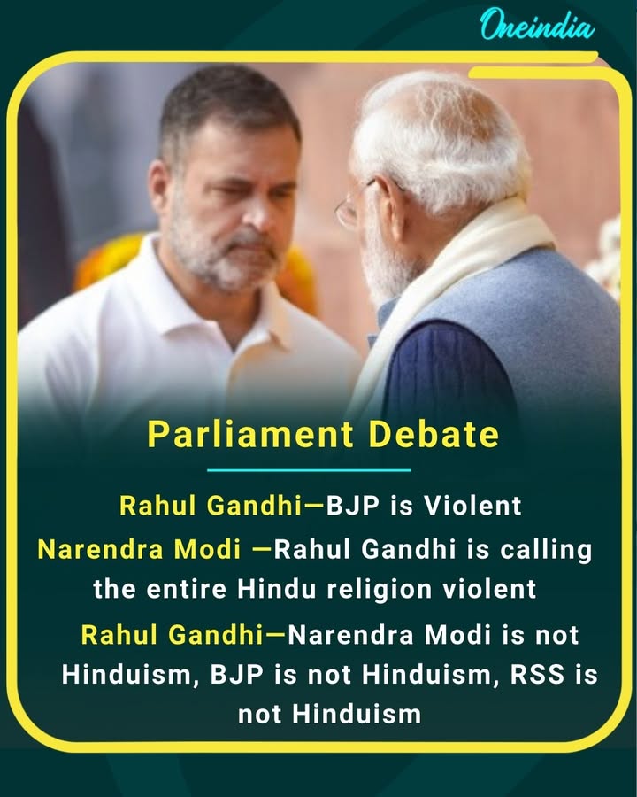 Rahul Gandhi says BJP spreads violence, PM Modi counters saying Hinduism is being targeted; Rahul responds that Modi, BJP and RSS do not represent Hinduism.