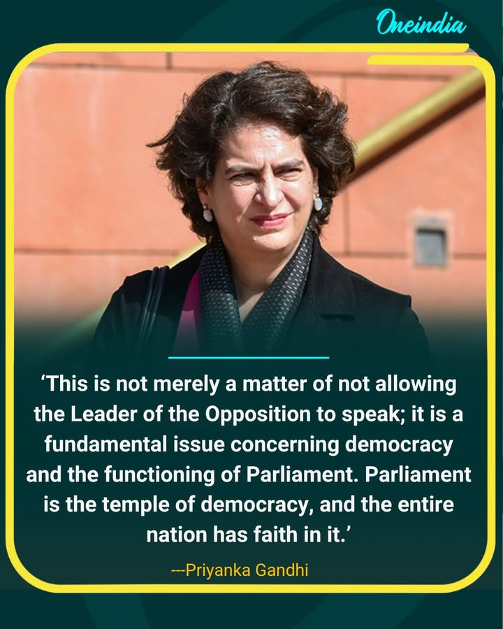 “Parliament Is the Temple of Democracy”: Priyanka Gandhi on LoP Row.