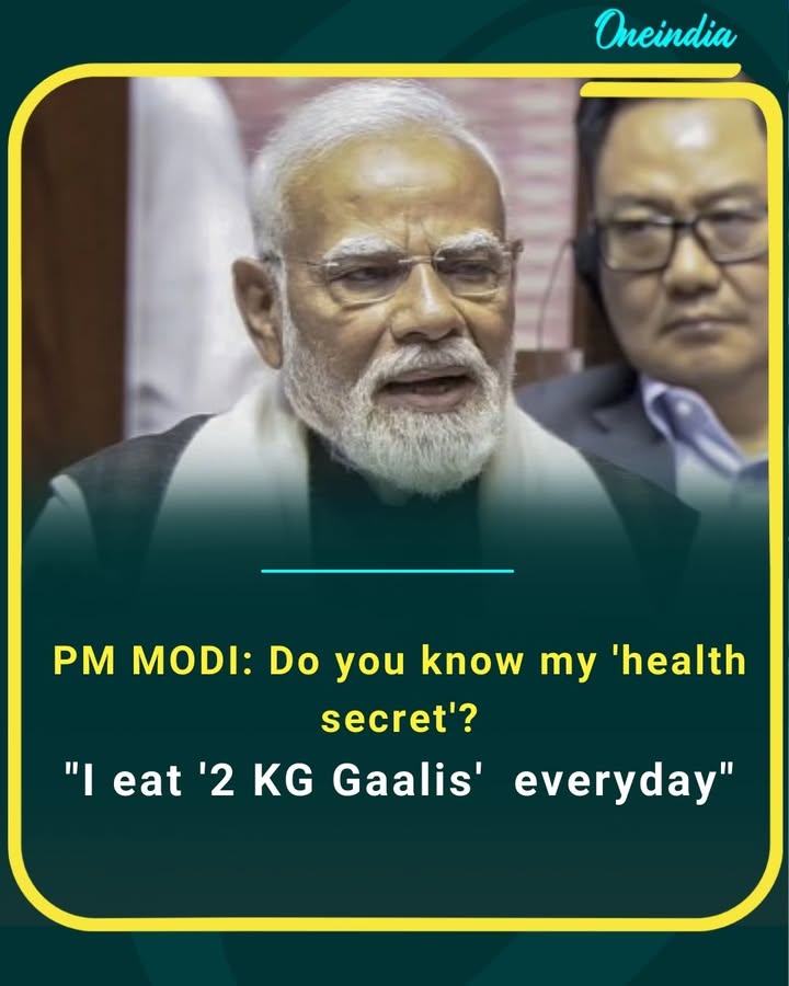 “Do you know my health secret?” PM Modi asks — and answers it with humour, saying he eats “2 kg gaalis” daily and still keeps going strong.