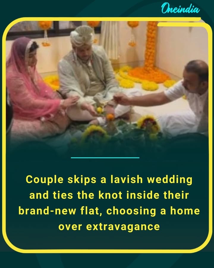 A couple traded a grand wedding for their dream home and celebrated their marriage in their new flat.