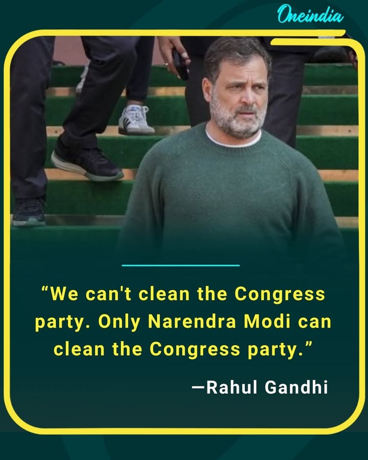 In a sharp remark, Rahul Gandhi says only Narendra Modi can ‘clean’ the Congress party.