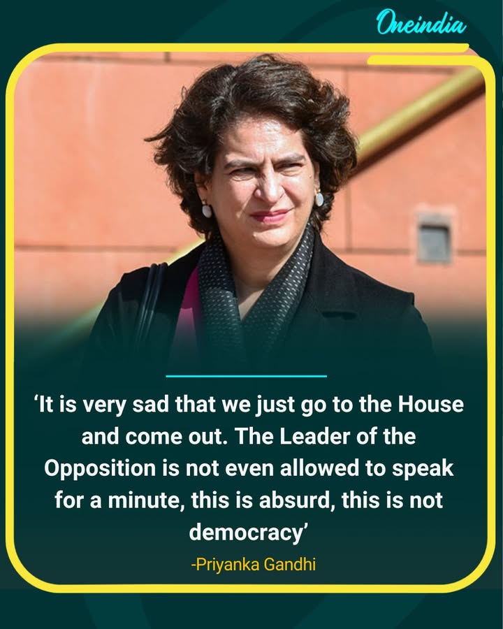 Priyanka Gandhi criticizes Parliament proceedings: ‘Opposition not allowed to speak’.