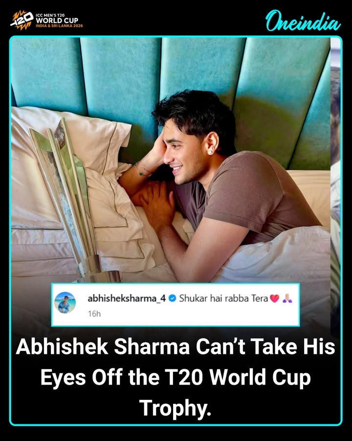 Abhishek Sharma Keeps Admiring the Ultimate Silverware After Historic Win