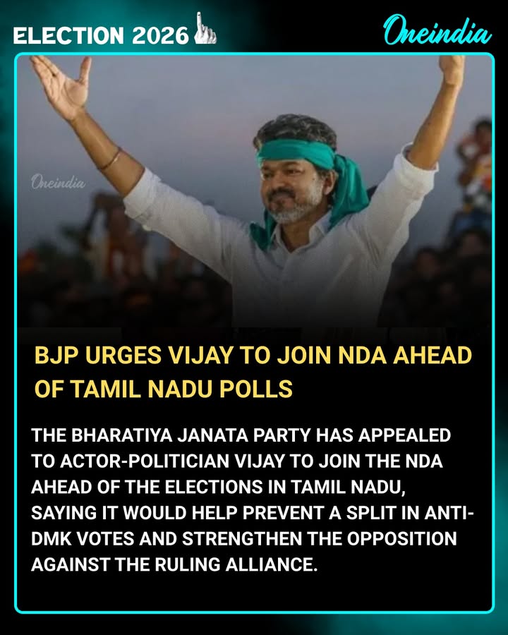 Tamil Nadu Elections: BJP Appeals to Vijay to Prevent Anti-DMK Vote Split