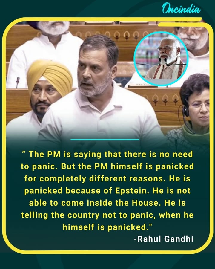 “He says the nation shouldn’t panic, but his own actions show the real panic.” — Rahul Gandhi takes a sharp dig at the PM during the debate.