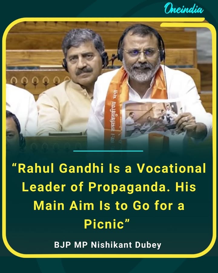 BJP MP Nishikant Dubey launches a sharp attack on Rahul Gandhi, alleging that the Congress leader focuses more on propaganda and picnics rather than serious political responsibility.