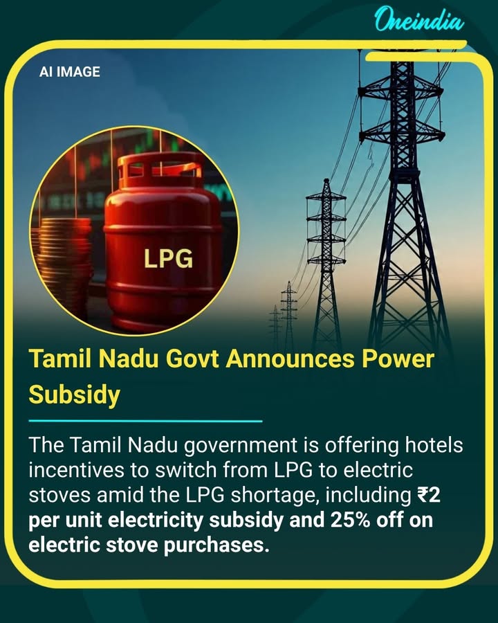 Tamil Nadu government steps in to support hotels amid LPG shortage, offering power subsidy for those shifting to electric stoves.