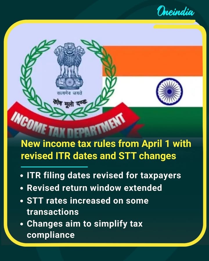 Major income tax rule changes from April 1 as India introduces the new Income-tax Act 2025, revised ITR deadlines and updated tax provisions.