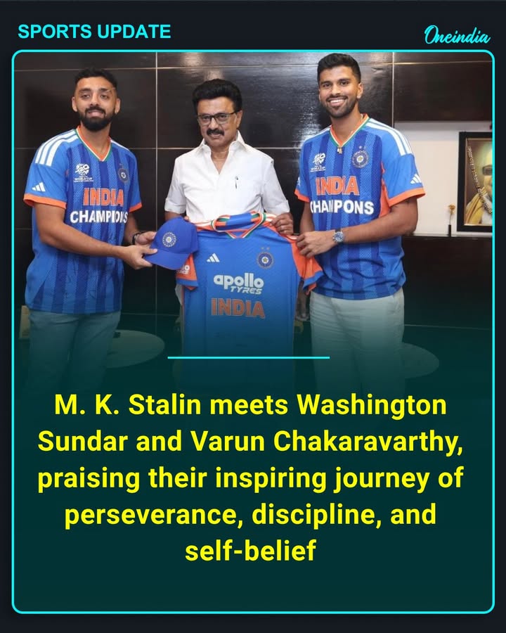CM Stalin meets Tamil Nadu’s spin twins Washington Sundar and Varun Chakaravarthy