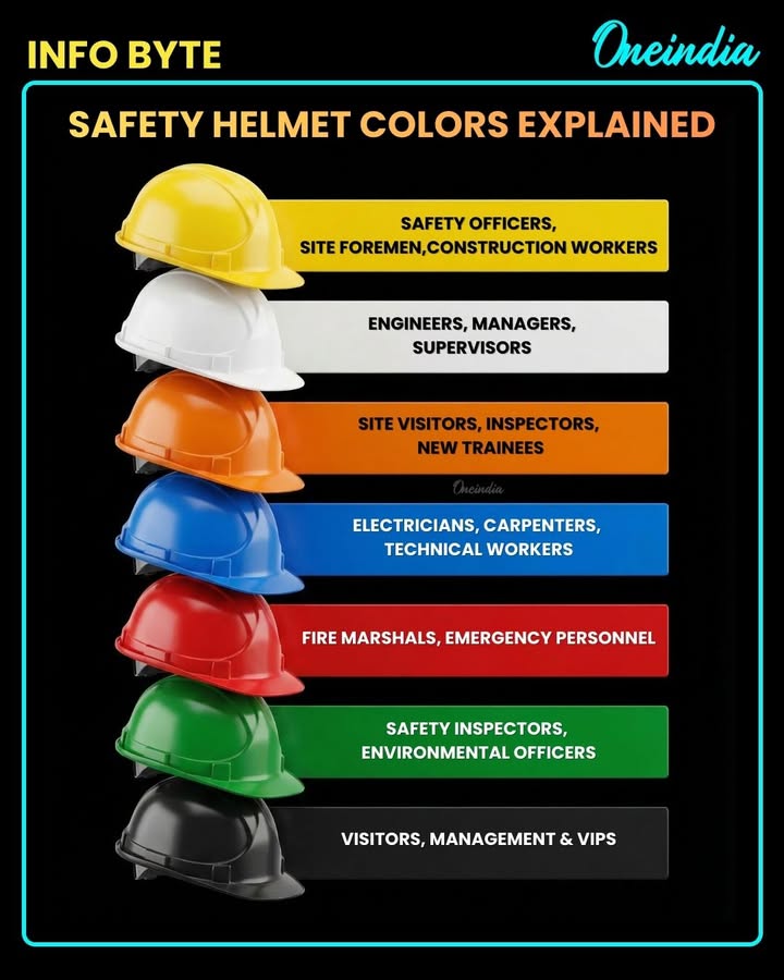 Safety first!  Helmet colors on site help identify roles and ensure better coordination for a safer workplace.