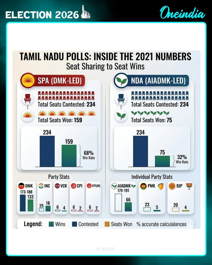 Tamil Nadu Polls: Seat Sharing to Seat Wins - Inside The Numbers of 2021 Polls