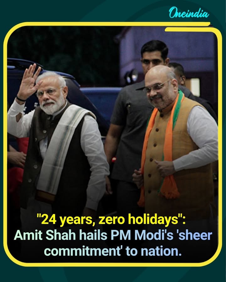 Amit Shah Praises PM Modi’s “24 Years, Zero Holidays” Dedication to India