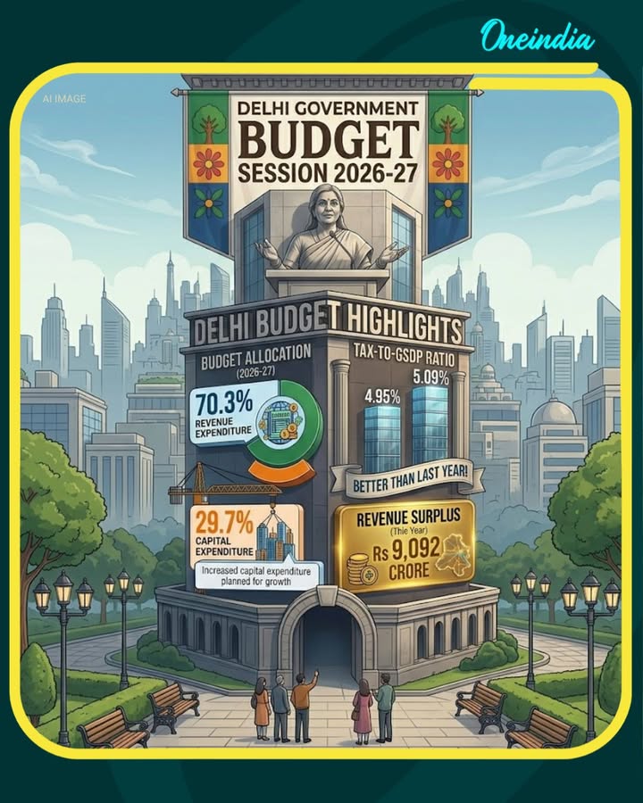 Rekha Gupta Announces ₹9,092 Crore Revenue Surplus In Delhi Budget