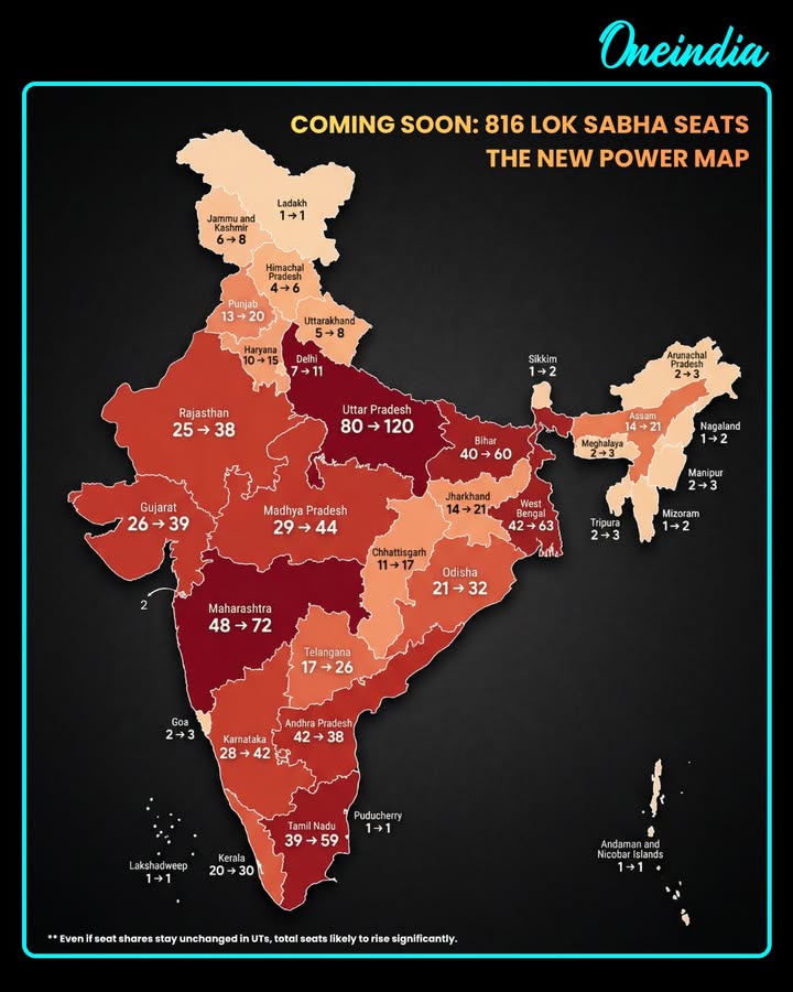 Coming soon: 816 Lok Sabha seats set to reshape India’s political landscape — a new power map in the making.