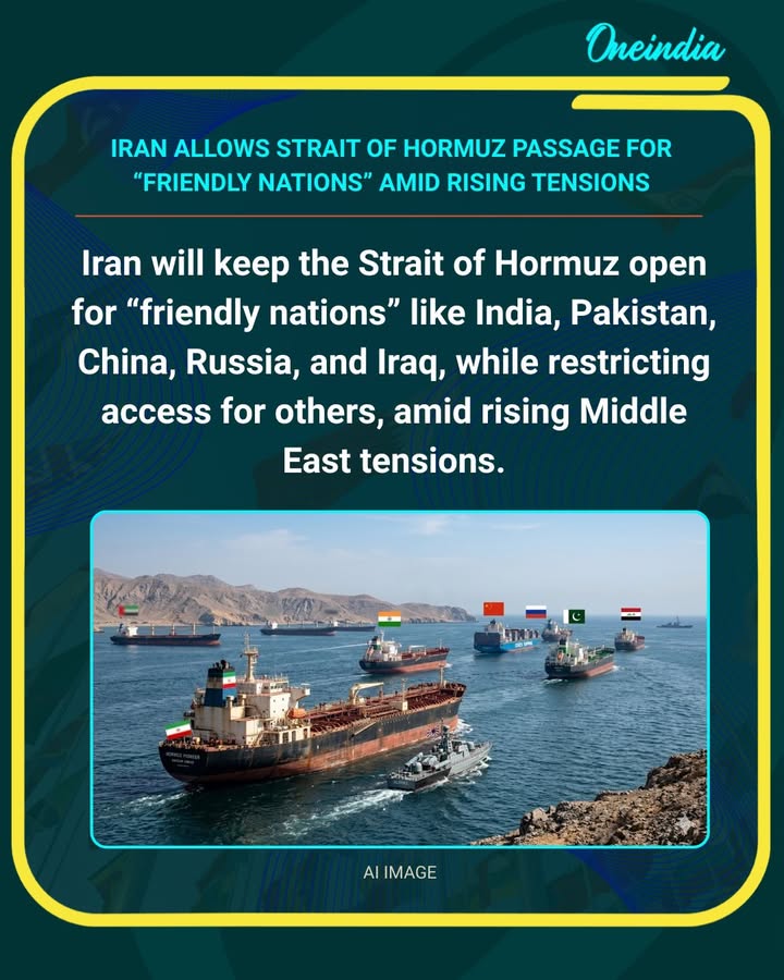 Iran has announced that the Strait of Hormuz will remain open for a select group of “friendly nations,” including India, Pakistan, China, Russia, and Iraq, amid rising Middle East tensions. Foreign Minister Abbas Araghchi clarified that while these countries can continue maritime transit, access will be restricted for nations Tehran considers unfriendly, ensuring key trade routes remain operational.