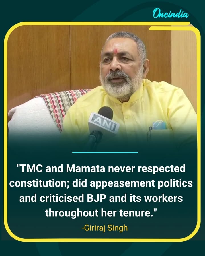 Giriraj Singh Slams TMC, Mamata Banerjee Over Constitution and Politics