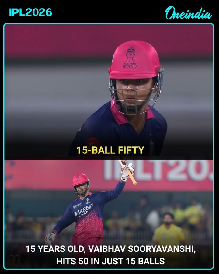 15-Year-Old Vaibhav Sooryavanshi Smashes 15-Ball Fifty — Record-Breaking Knock