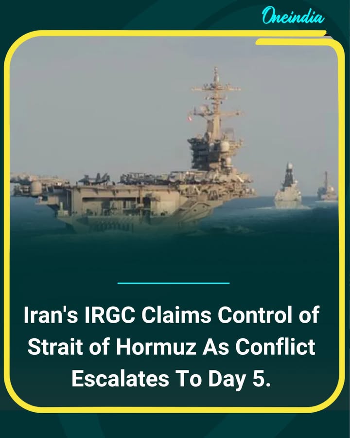 Tensions have escalated as Iran’s IRGC claims control over the Strait of Hormuz, warning vessels amid intensified missile and drone threats. The conflict has entered Day 5 with reported strikes, halted maritime traffic, and growing global concern over energy supply disruptions and shipping safety across the key waterway.