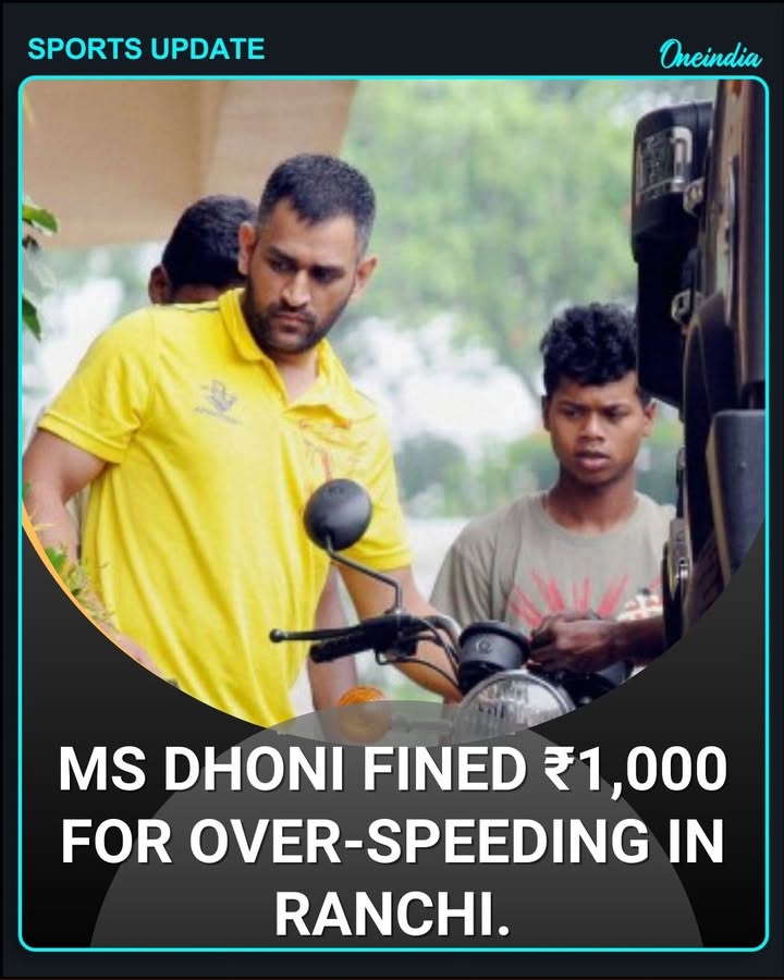MS Dhoni was fined ₹1,000 by traffic authorities in Ranchi for allegedly over-speeding. The former India captain reportedly paid the penalty after the violation came to light, drawing attention on social media.