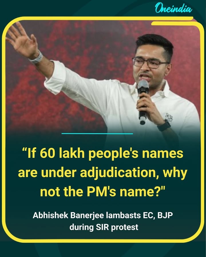 “Why should the Prime Minister be exempt if 60 lakh citizens are facing scrutiny?” — Abhishek Banerjee targets the EC and BJP at the SIR protest.
