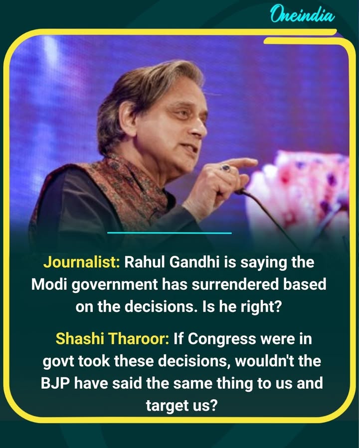 Responding to a question on Rahul Gandhi’s remarks, Shashi Tharoor said any party in opposition would likely criticise the government in a similar way.