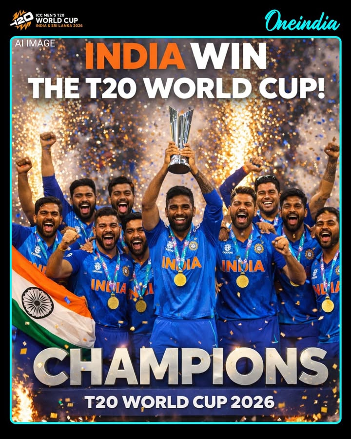 𝐈𝐧𝐝𝐢𝐚 𝐚𝐫𝐞 𝐭𝐡𝐞 𝐓𝟐𝟎 𝐖𝐨𝐫𝐥𝐝 𝐂𝐮𝐩 𝟐𝟎𝟐𝟔 𝐜𝐡𝐚𝐦𝐩𝐢𝐨𝐧𝐬! 🏆