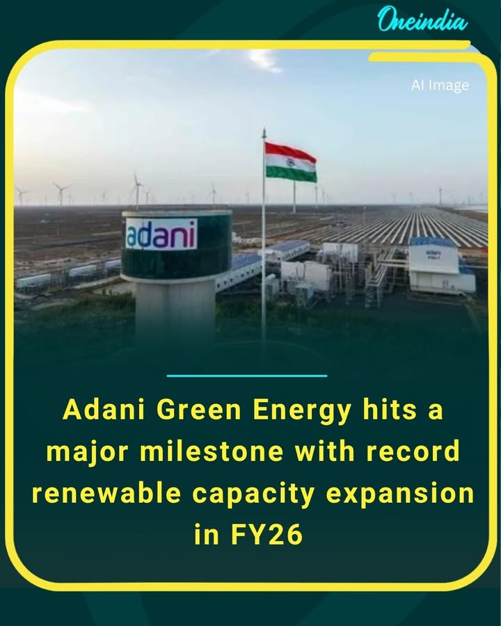 Adani Green Energy has achieved a historic milestone by adding over 5 GW of renewable energy capacity in FY 2025–26, marking one of the largest greenfield expansions globally (excluding China). This takes its total operational capacity to 19.3 GW, driven largely by solar, wind, and hybrid projects. The expansion is expected to significantly boost India’s clean energy goals while offsetting millions of tonnes of carbon emissions annually